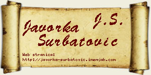 Javorka Šurbatović vizit kartica
